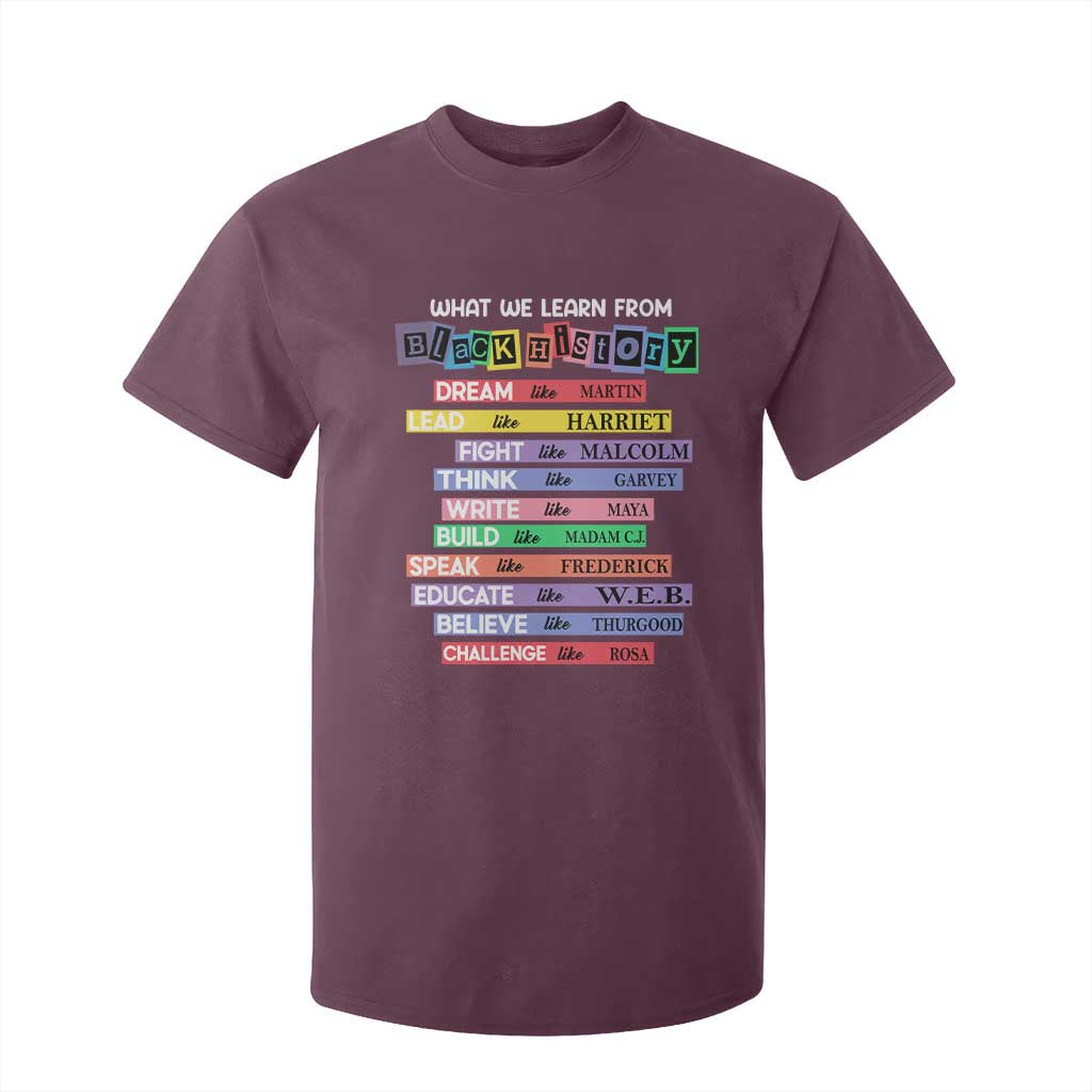 What We Learn From Black History T Shirt For Kid Celebration African American Roots Pride TS02 Maroon Print Your Wear