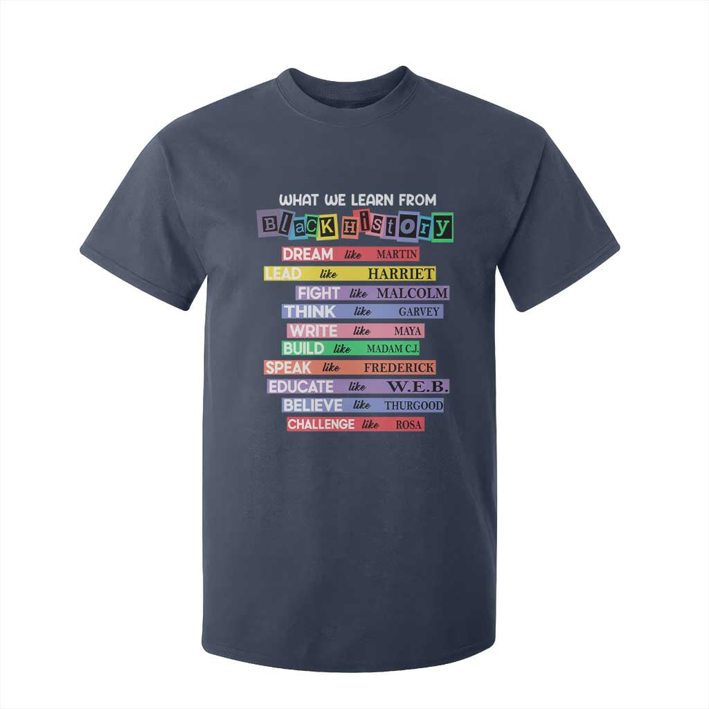 What We Learn From Black History T Shirt For Kid Celebration African American Roots Pride TS02 Navy Print Your Wear