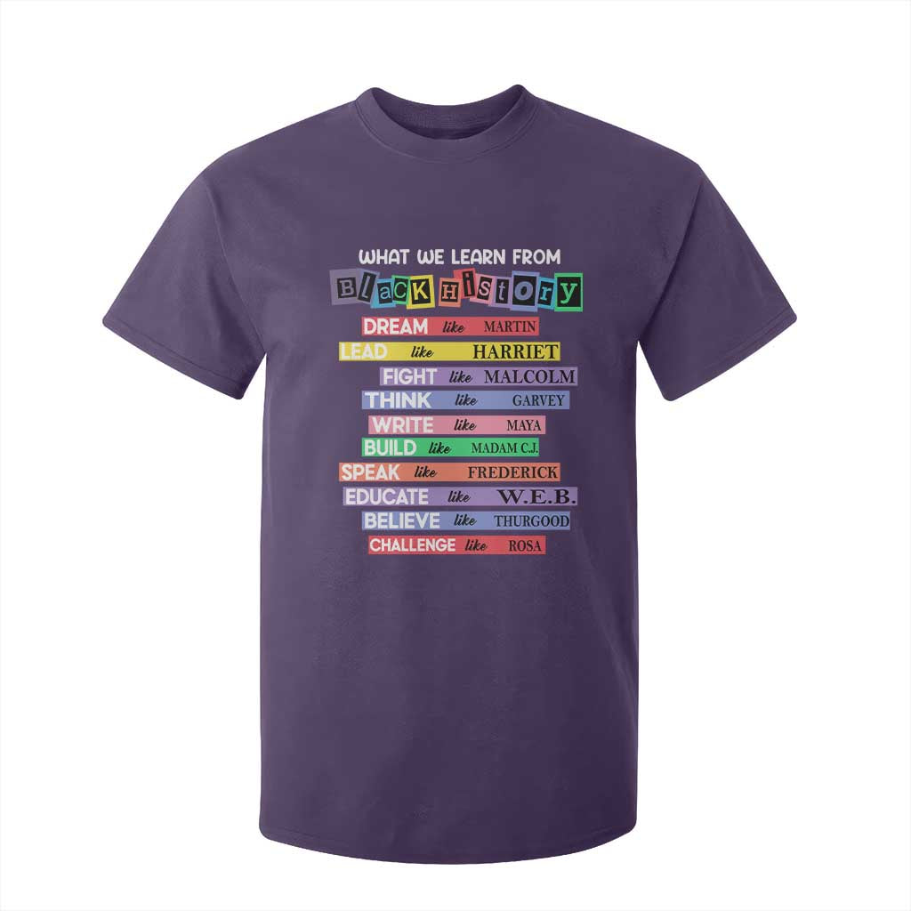 What We Learn From Black History T Shirt For Kid Celebration African American Roots Pride TS02 Purple Print Your Wear