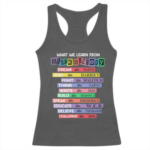 What We Learn From Black History Racerback Tank Top Celebration African American Roots Pride TS02 Dark Heather Print Your Wear