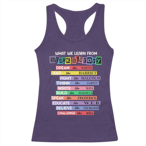 What We Learn From Black History Racerback Tank Top Celebration African American Roots Pride TS02 Purple Print Your Wear