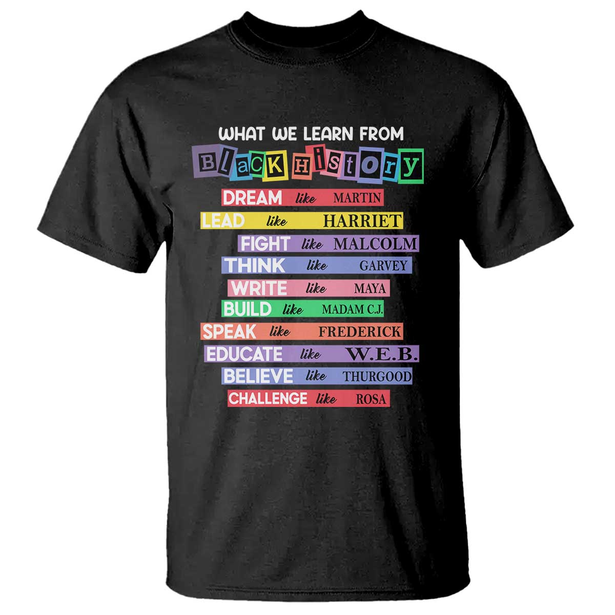What We Learn From Black History T Shirt Celebration African American Roots Pride TS02 Black Print Your Wear
