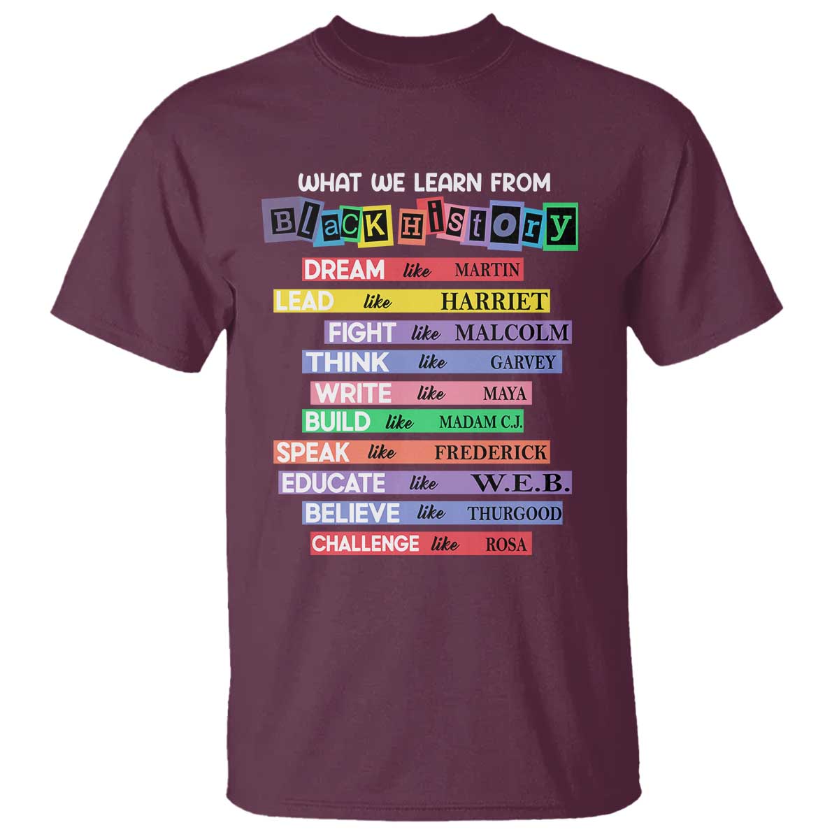 What We Learn From Black History T Shirt Celebration African American Roots Pride TS02 Maroon Print Your Wear