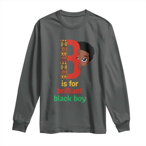 Black History Month Boy Long Sleeve Shirt B Is For Brilliant HBCU Education TS02 Dark Heather Print Your Wear