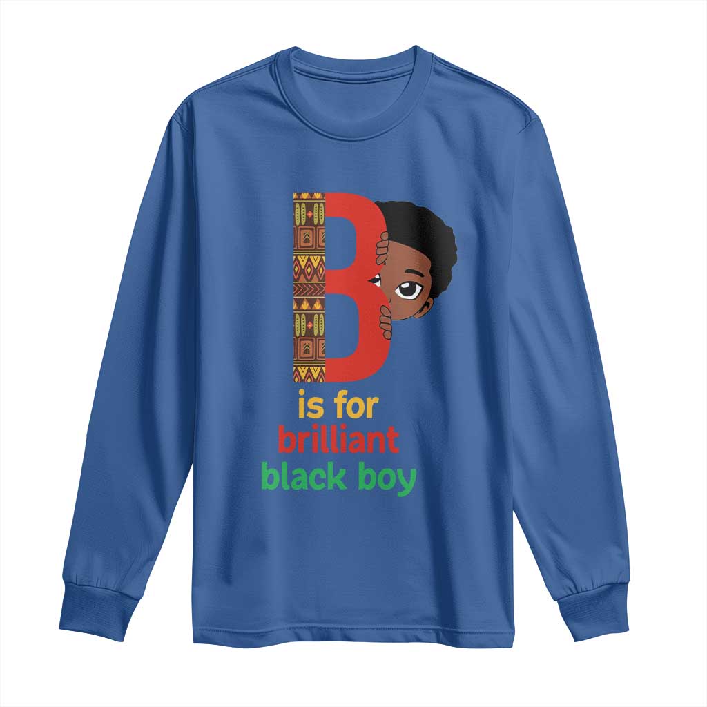 Black History Month Boy Long Sleeve Shirt B Is For Brilliant HBCU Education TS02 Royal Blue Print Your Wear