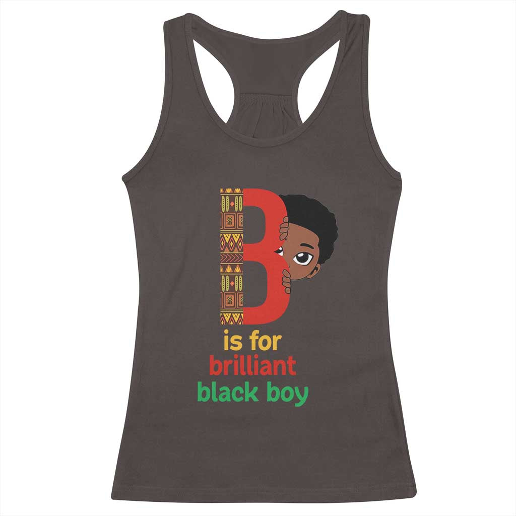 Black History Month Boy Racerback Tank Top B Is For Brilliant HBCU Education TS02 Dark Chocolate Print Your Wear