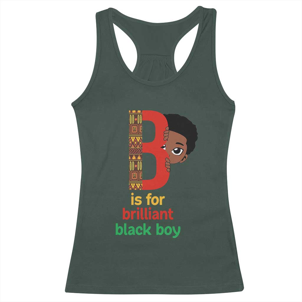 Black History Month Boy Racerback Tank Top B Is For Brilliant HBCU Education TS02 Dark Forest Green Print Your Wear