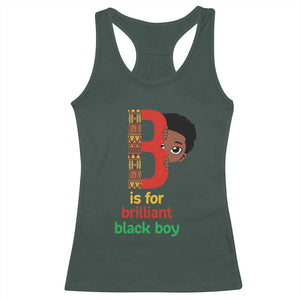 Black History Month Boy Racerback Tank Top B Is For Brilliant HBCU Education TS02 Dark Forest Green Print Your Wear