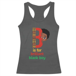 Black History Month Boy Racerback Tank Top B Is For Brilliant HBCU Education TS02 Dark Heather Print Your Wear
