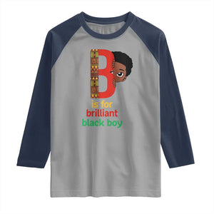 Black History Month Boy Raglan Shirt B Is For Brilliant HBCU Education TS02 Sport Gray Navy Print Your Wear