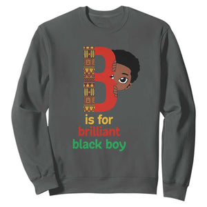 Black History Month Boy Sweatshirt B Is For Brilliant HBCU Education TS02 Dark Heather Print Your Wear