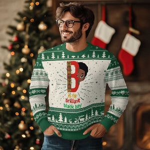 Black History Month Boy Knit Sweatshirt B Is For Brilliant HBCU Education TS02 Green Print Your Wear