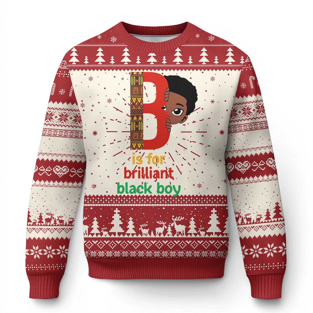 Black History Month Boy Knit Sweatshirt B Is For Brilliant HBCU Education TS02 Red Print Your Wear