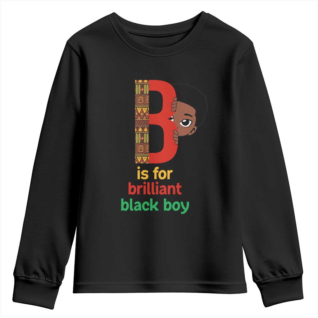 Black History Month Boy Youth Sweatshirt B Is For Brilliant HBCU Education TS02 Black Print Your Wear