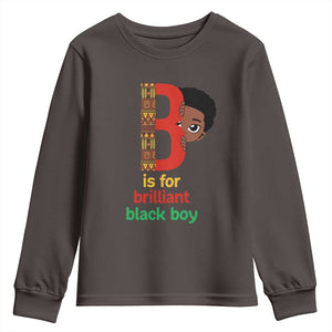 Black History Month Boy Youth Sweatshirt B Is For Brilliant HBCU Education TS02 Dark Chocolate Print Your Wear