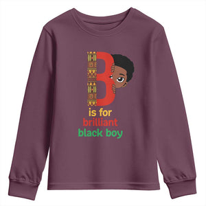 Black History Month Boy Youth Sweatshirt B Is For Brilliant HBCU Education TS02 Maroon Print Your Wear