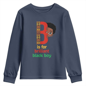 Black History Month Boy Youth Sweatshirt B Is For Brilliant HBCU Education TS02 Navy Print Your Wear