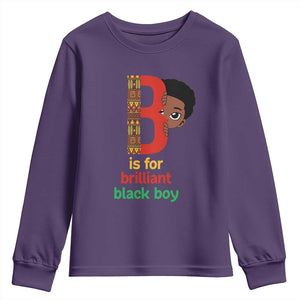 Black History Month Boy Youth Sweatshirt B Is For Brilliant HBCU Education TS02 Purple Print Your Wear