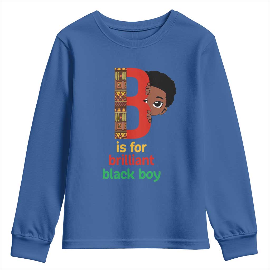 Black History Month Boy Youth Sweatshirt B Is For Brilliant HBCU Education TS02 Royal Blue Print Your Wear