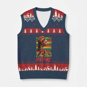 I Am Black History V-Neck Knit Sweater Vest African American Pride Woman TS02 Navy Red Print Your Wear