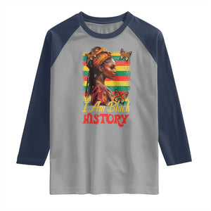 I Am Black History Raglan Shirt African American Pride Woman TS02 Sport Gray Navy Print Your Wear