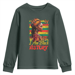 I Am Black History Youth Sweatshirt African American Pride Woman TS02 Dark Forest Green Print Your Wear