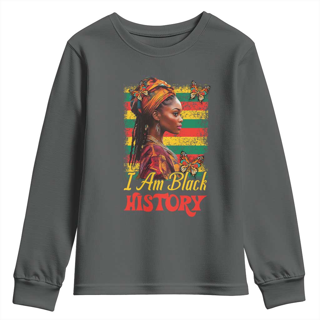 I Am Black History Youth Sweatshirt African American Pride Woman TS02 Dark Heather Print Your Wear