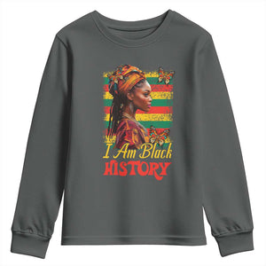 I Am Black History Youth Sweatshirt African American Pride Woman TS02 Dark Heather Print Your Wear