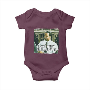 Funny JD Vance Interview Meme Baby Onesie I Don't Really Care Margaret TS02 Maroon Print Your Wear