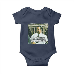 Funny JD Vance Interview Meme Baby Onesie I Don't Really Care Margaret TS02 Navy Print Your Wear