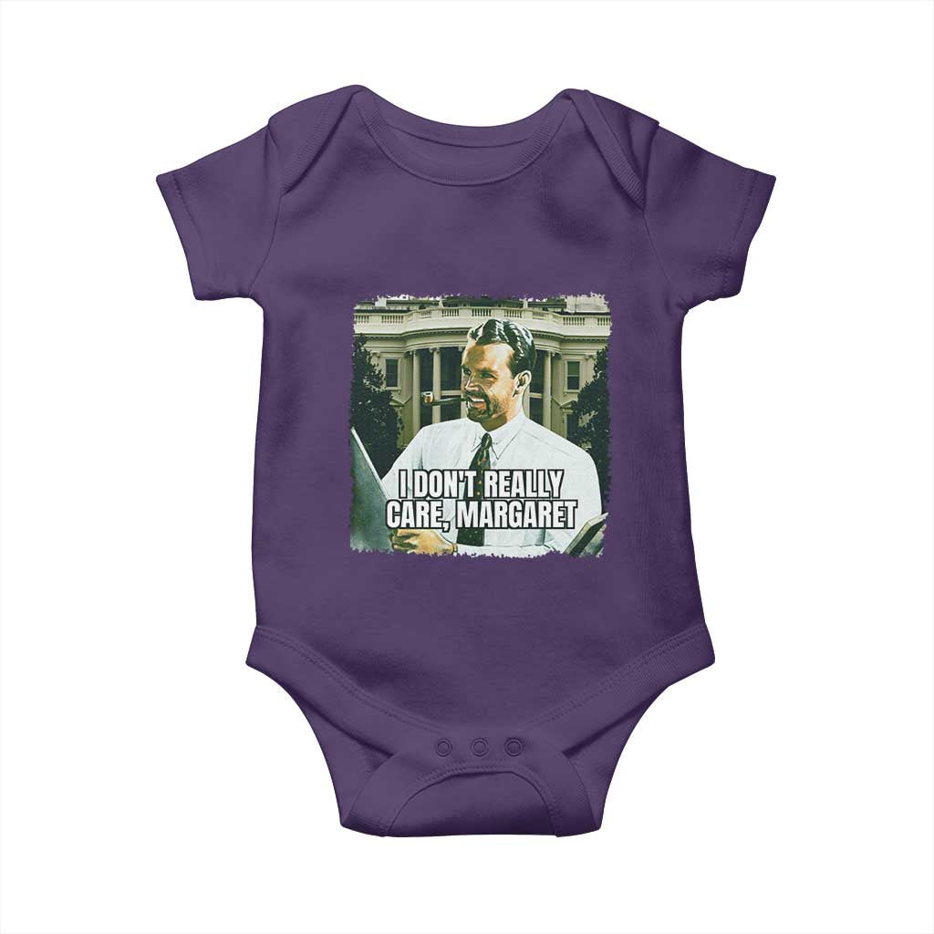 Funny JD Vance Interview Meme Baby Onesie I Don't Really Care Margaret TS02 Purple Print Your Wear
