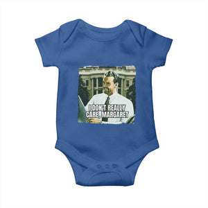 Funny JD Vance Interview Meme Baby Onesie I Don't Really Care Margaret TS02 Royal Blue Print Your Wear