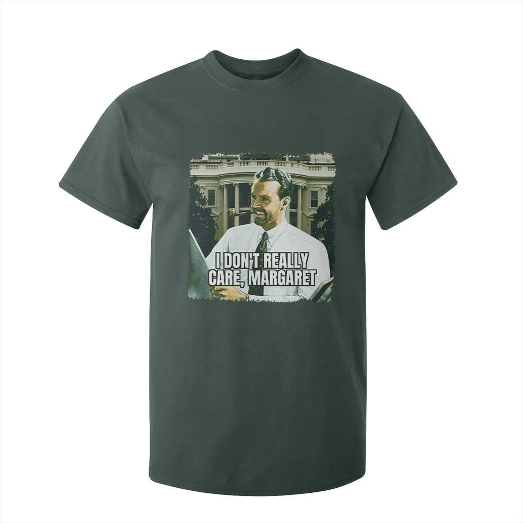 Funny JD Vance Interview Meme T Shirt For Kid I Don't Really Care Margaret TS02 Dark Forest Green Print Your Wear