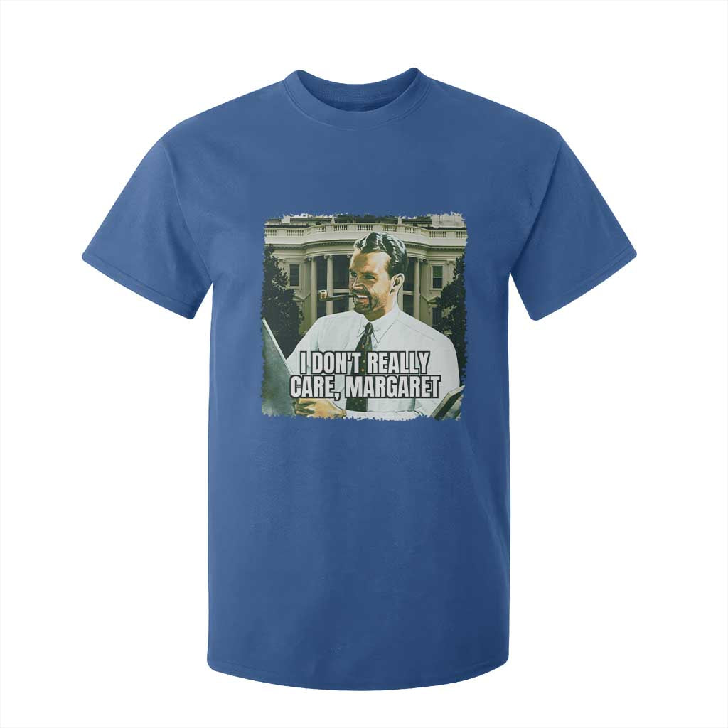 Funny JD Vance Interview Meme T Shirt For Kid I Don't Really Care Margaret TS02 Royal Blue Print Your Wear