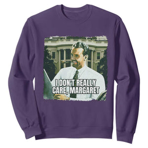 Funny JD Vance Interview Meme Sweatshirt I Don't Really Care Margaret TS02 Purple Print Your Wear