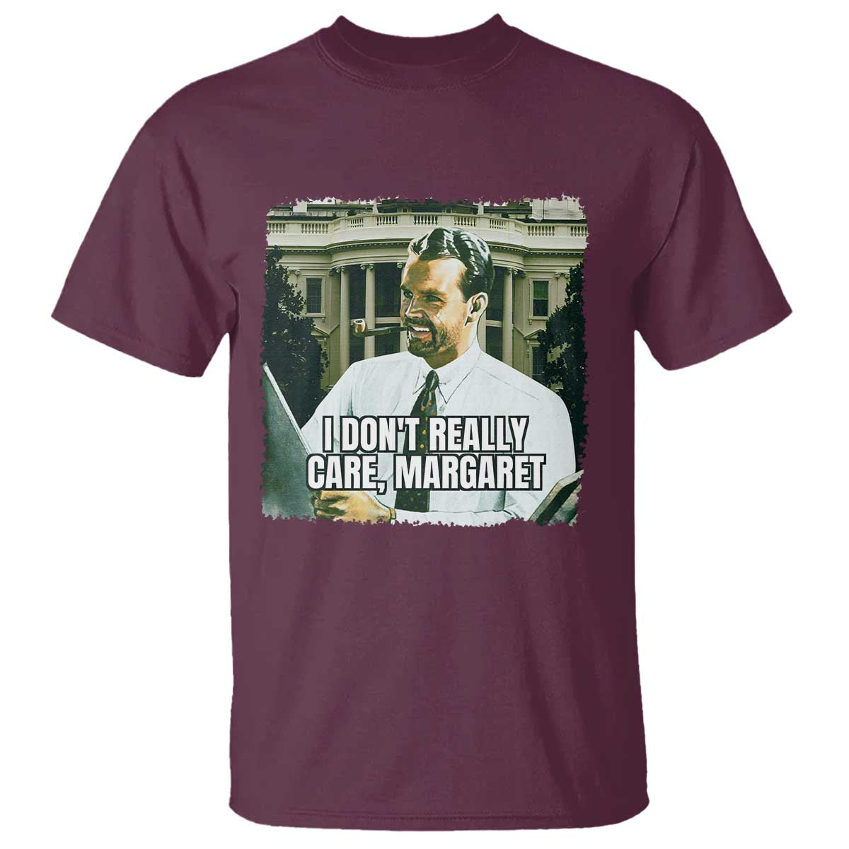 Funny JD Vance Interview Meme T Shirt I Don't Really Care Margaret TS02 Maroon Print Your Wear
