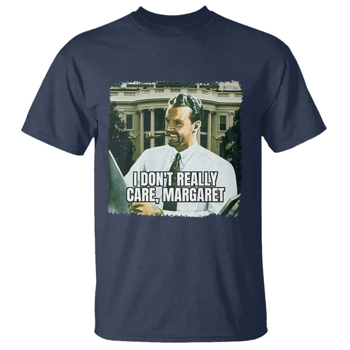 Funny JD Vance Interview Meme T Shirt I Don't Really Care Margaret TS02 Navy Print Your Wear