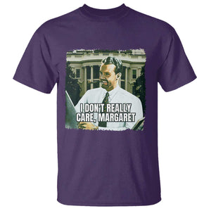 Funny JD Vance Interview Meme T Shirt I Don't Really Care Margaret TS02 Purple Print Your Wear