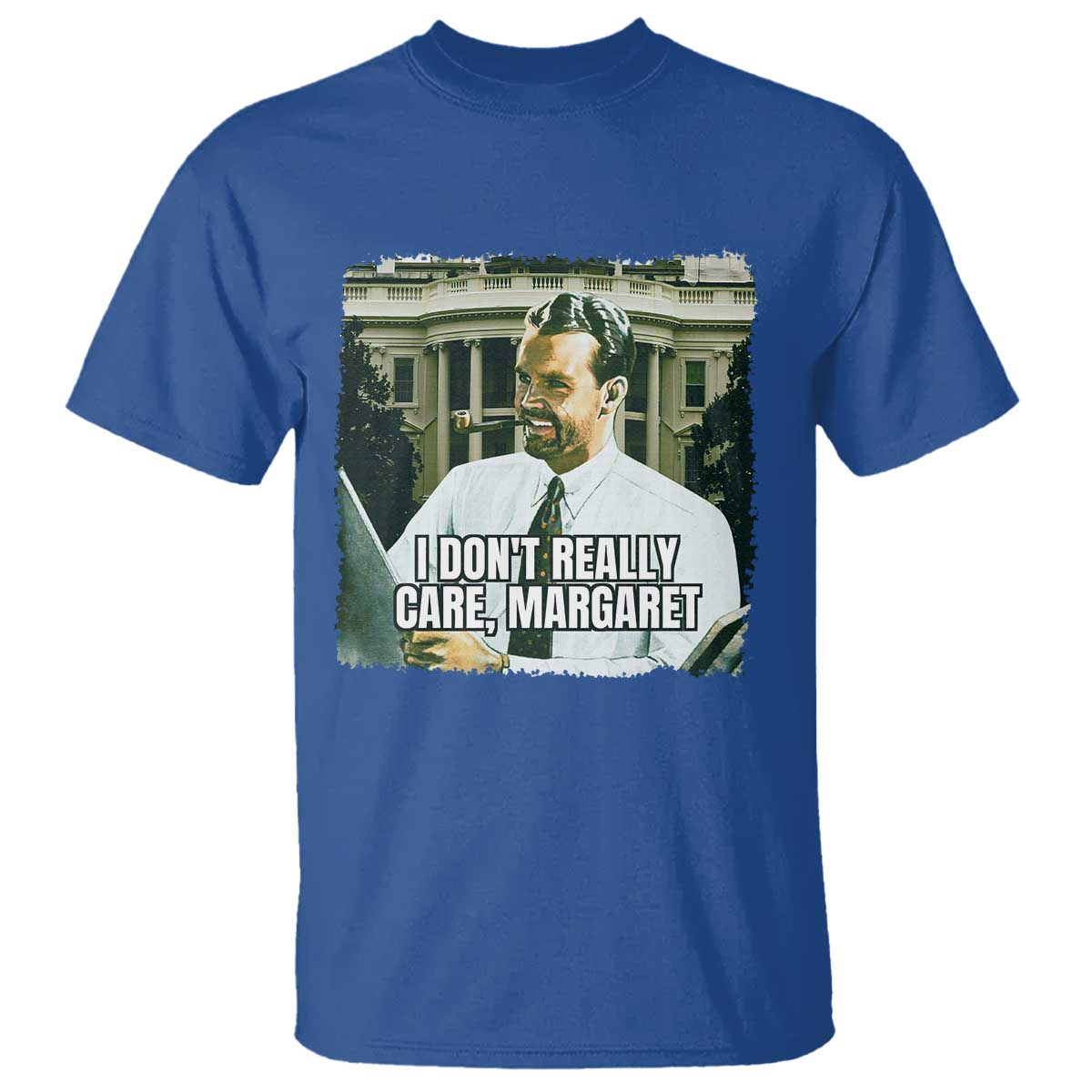 Funny JD Vance Interview Meme T Shirt I Don't Really Care Margaret TS02 Royal Blue Print Your Wear