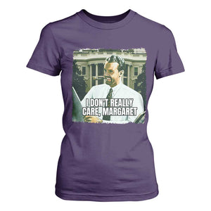 Funny JD Vance Interview Meme T Shirt For Women I Don't Really Care Margaret TS02 Purple Print Your Wear