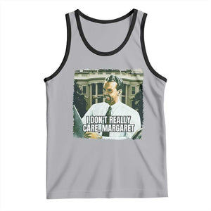 Funny JD Vance Interview Meme Tank Top I Don't Really Care Margaret TS02 Athletic Heather Black Print Your Wear