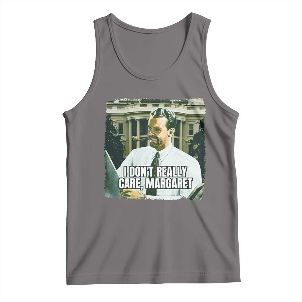 Funny JD Vance Interview Meme Tank Top I Don't Really Care Margaret TS02 Deep Heather Print Your Wear