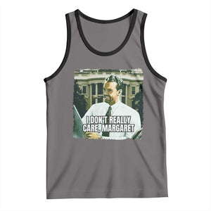 Funny JD Vance Interview Meme Tank Top I Don't Really Care Margaret TS02 Deep Heather Black Print Your Wear