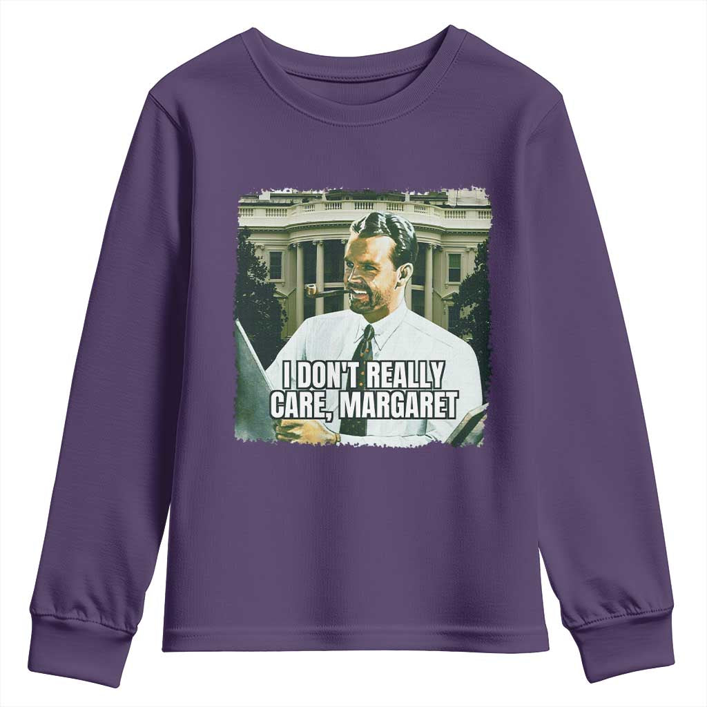 Funny JD Vance Interview Meme Youth Sweatshirt I Don't Really Care Margaret TS02 Purple Print Your Wear