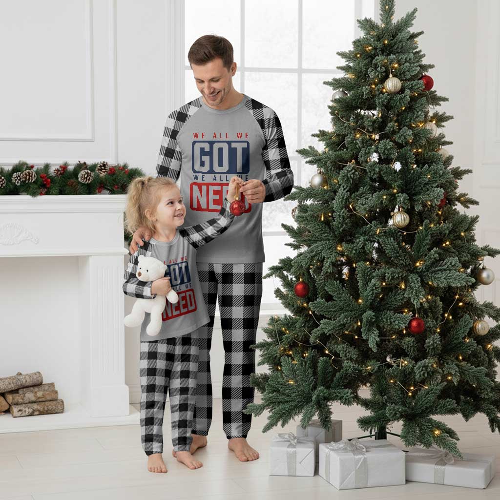 We All We Got We All We Need Motivational Plaid Pajama Set Minimalist Bold Sports Style TS02 White Plaid Print Your Wear