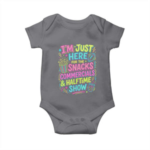 I'm Just Here for The Snacks Commercials Halftime Show Baby Onesie Funny Game Day Neon Style TS02 Charcoal Print Your Wear