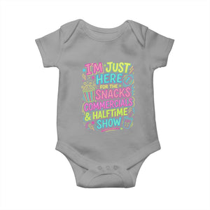 I'm Just Here for The Snacks Commercials Halftime Show Baby Onesie Funny Game Day Neon Style TS02 Sport Gray Print Your Wear