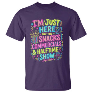 I'm Just Here for The Snacks Commercials Halftime Show T Shirt Funny Game Day Neon Style TS02 Purple Print Your Wear