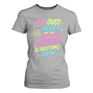 I'm Just Here for The Snacks Commercials Halftime Show T Shirt For Women Funny Game Day Neon Style TS02 Sport Gray Print Your Wear