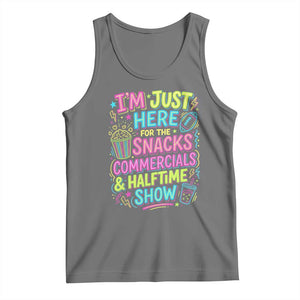 I'm Just Here for The Snacks Commercials Halftime Show Tank Top Funny Game Day Neon Style TS02 Black Heather Print Your Wear